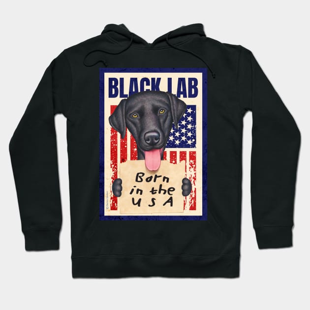 funny cute red white and blue with Black Lab USA patriotic Hoodie by Danny Gordon Art